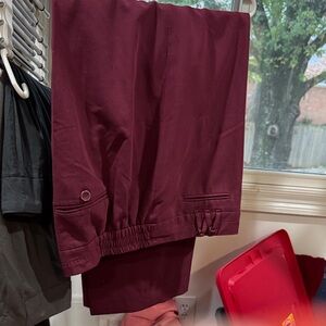 PANTS/SLACKS NEAR NEW STATE-MAROOM COLOR POCKETS FRT/BCK-Zipper Button Beltloops